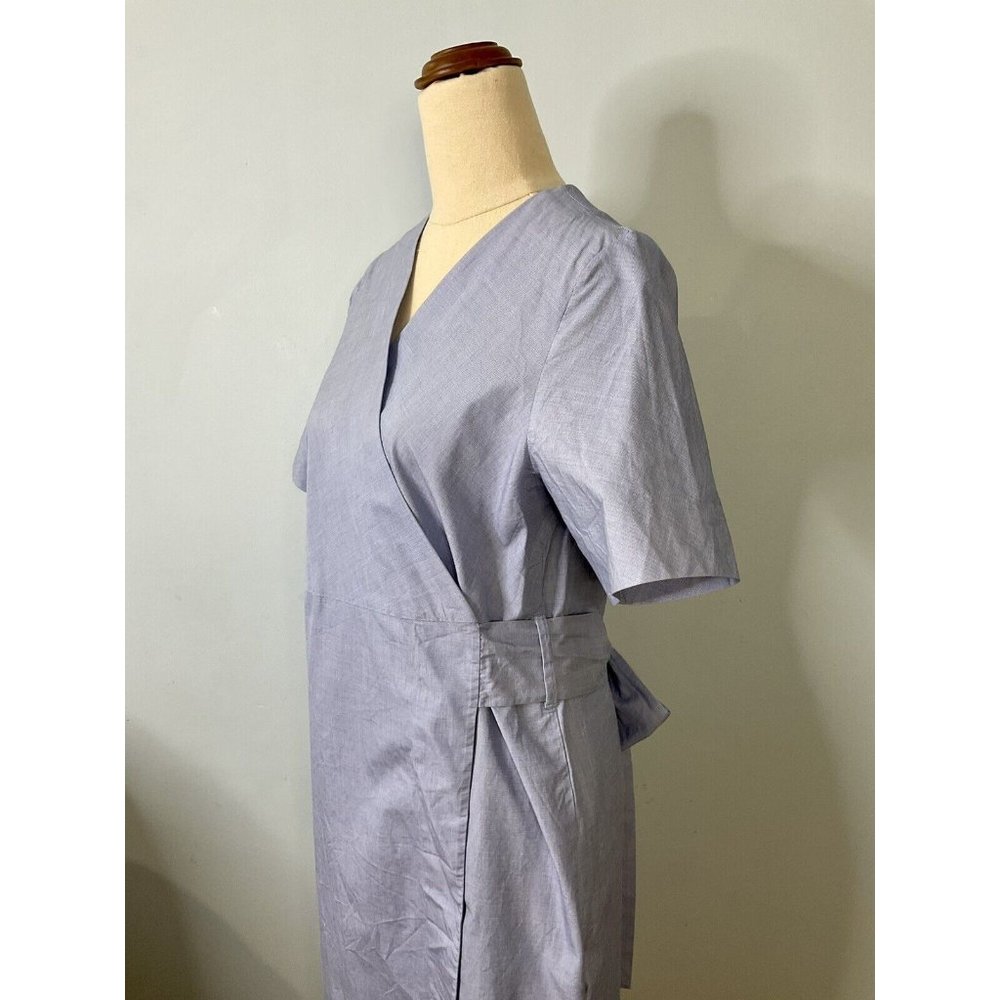 COS Blue Short Sleeve Cotton Wrap Pocket Dress Size EUR 34 - Picture 3 of 12